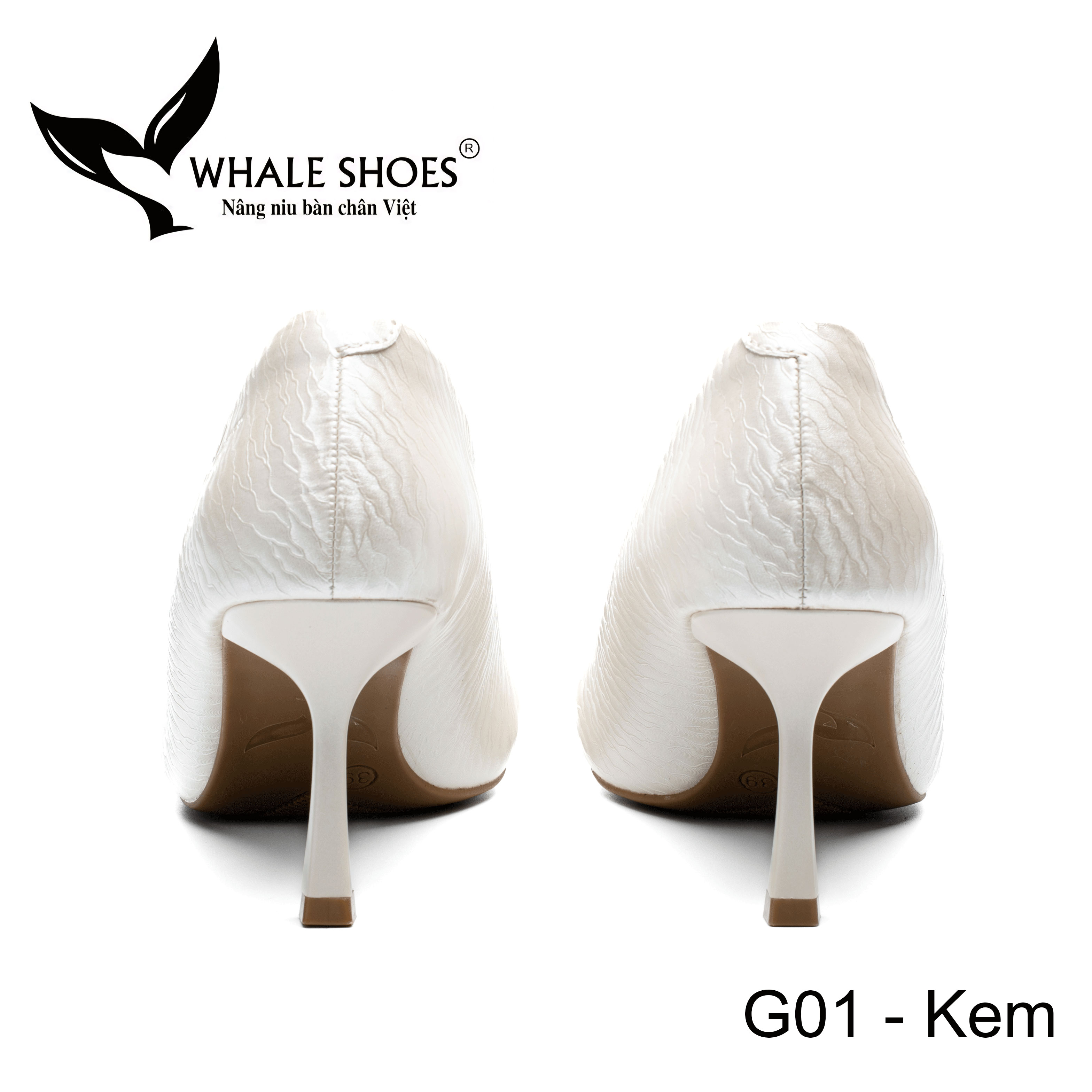 Whale Shoes G01 – Giày cao gót nữ mũi nhọn 7cm da bóng có vân mây, da cao cấp, kiểu dáng sang trọng thanh lịch hiện đại