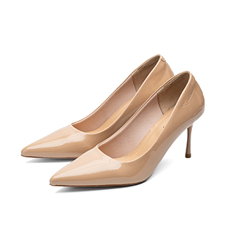 Whale Shoes G02 – Giày cao gót nữ 8cm da bóng kem, gót nhọn thanh thoát, sang chảnh, đế chống trơn trượt