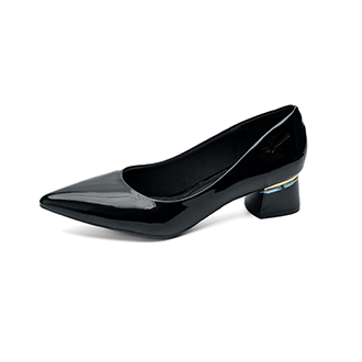 Whale Shoes G03 – Giày cao gót nữ 5cm da bóng, gót vuông mica viền vàng sang xịn, mũi nhọn hiện đại thanh lịch