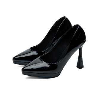 Whale Shoes GD01 - Giày Cao Gót Mũi Nhọn 10cm, da bóng đúp mũi 1cm, lót êm, đế chống trơn trượt