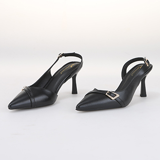 Whale Shoes SD06 – Giày cao gót nữ 7cm, mũi nhọn cổ tim, khoét eo da mờ, khoá đính đá sang trọng, đế chống trơn trượt