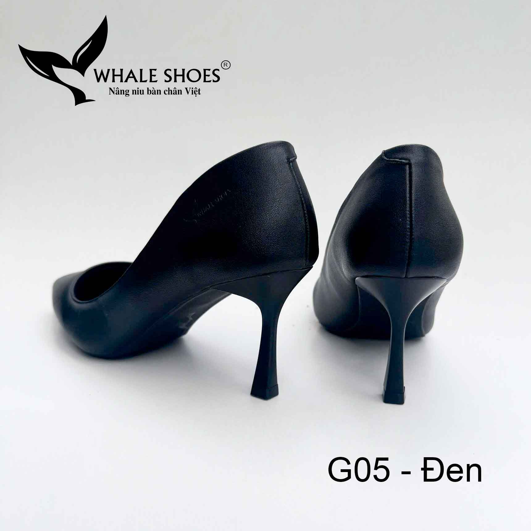 Whale Shoes G05 – Giày cao gót 7cm mũi nhọn da mờ thanh lịch hiện đại, gót nhọn, đế chống trơn trượt