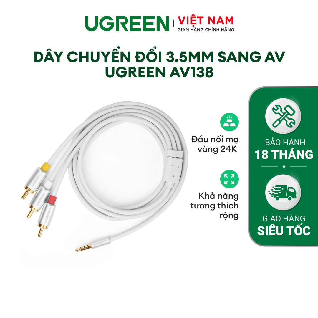 Dây chuyển đổi 3.5mm sang AV màu đen UGREEN AV138