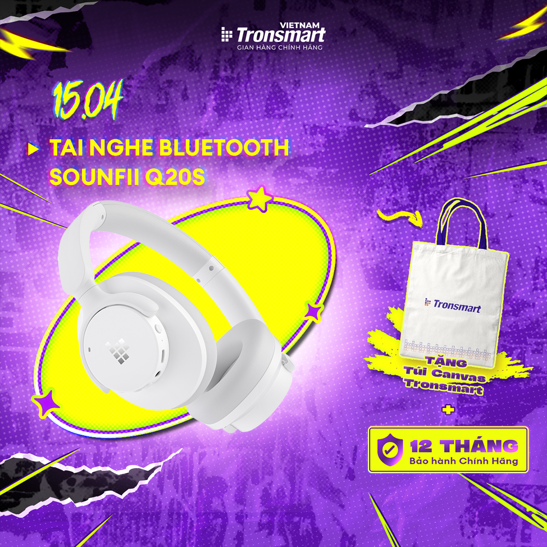 [NEW ITEM] Tai Nghe Bluetooth Tronsmart SOUNFII Q20S Chống Ồn Củ Động Lai (Hybrid ANC)| Driver 40mm | 50 Giờ | BH 12 TH