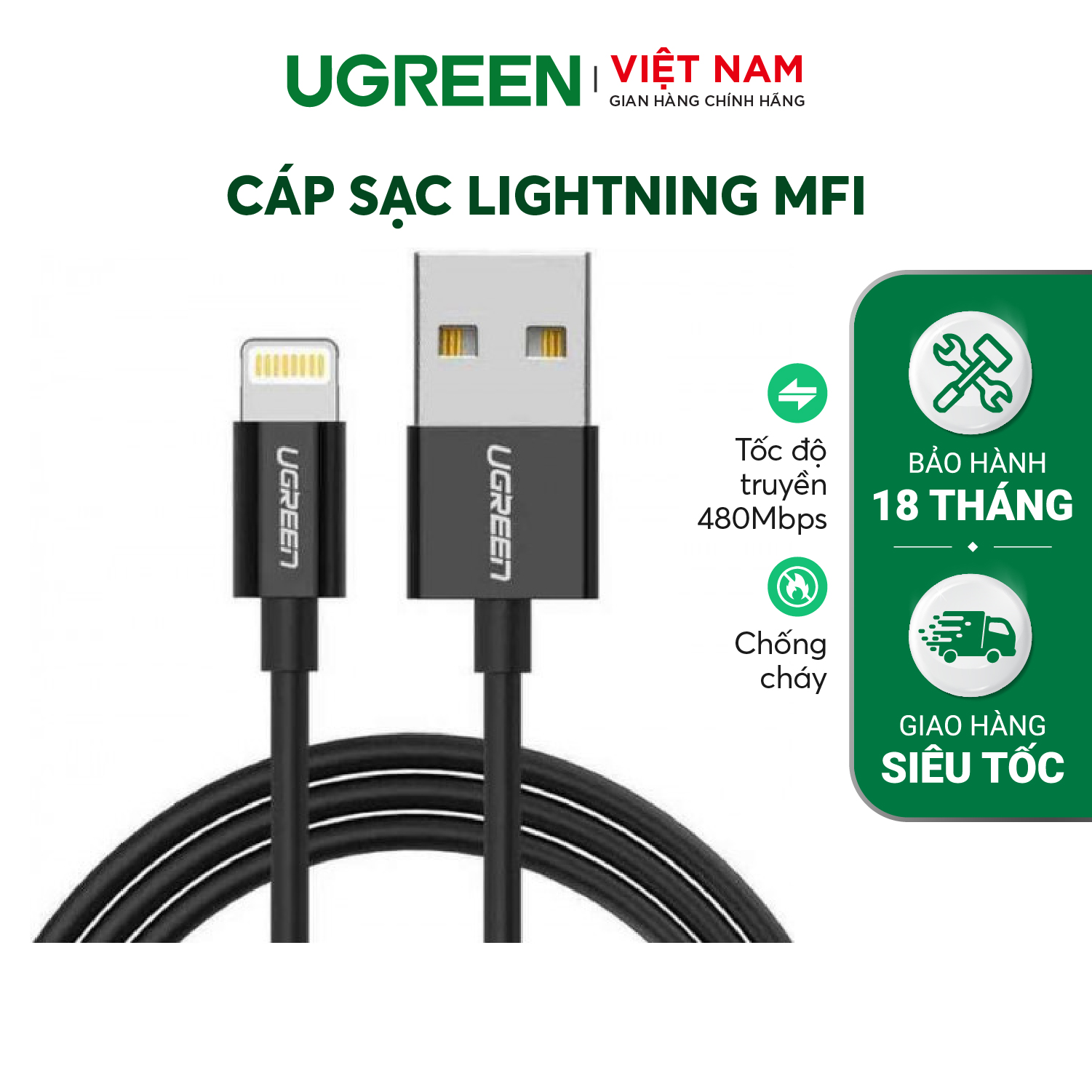 Cáp sạc cho iPad/iPod/iPhone 11/Pro 1 /XS/XS/Max/X/8/7/6/5s... dài từ 0.25-2m đạt chuẩn chứng nhận MFi của Apple UGREEN US155 - trắng-2
