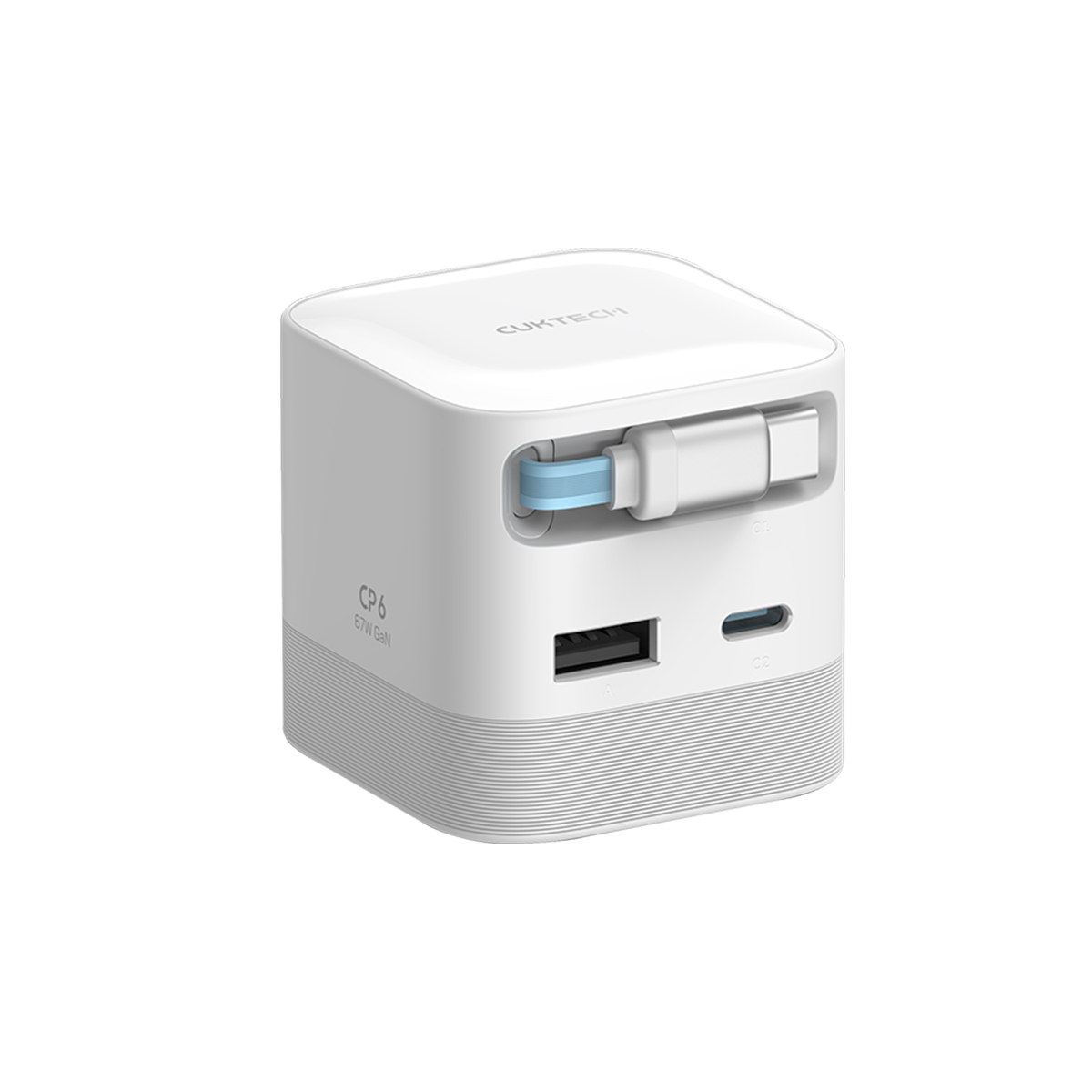 Củ Sạc GaN CUKTECH CP6 Kèm Cáp C Rút Gọn | Công Suất Sạc MAX 67W | Cổng Sạc 2C1A AD653W