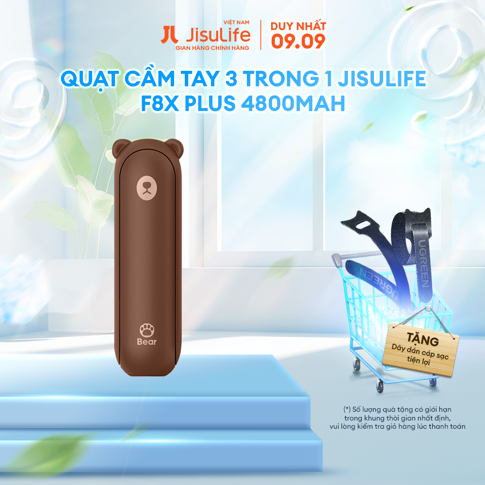 Quạt Cầm Tay 3 Trong 1 JISULIFE F8X Plus 4500mAh
