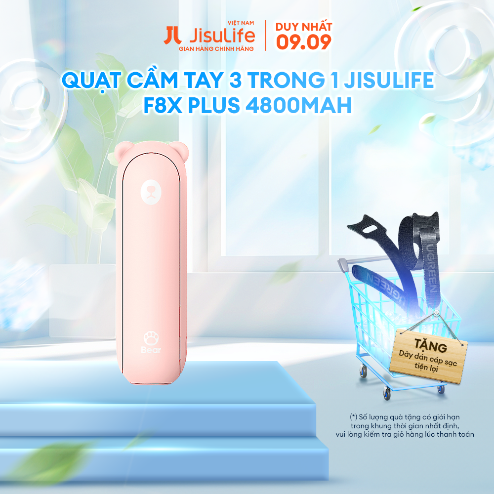 Quạt Cầm Tay 3 Trong 1 JISULIFE F8X Plus 4500mAh