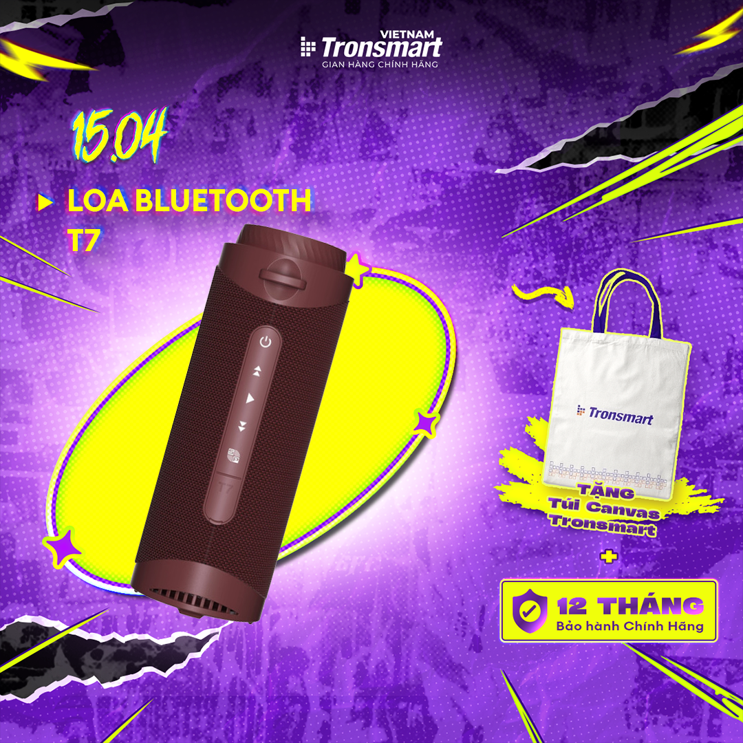 [VOUCHER 100K] Loa Bluetooth Tronsmart T7 | Công suất 30W | Chống nước IPX7 | Âm thanh siêu trầm | Bảo hành 12 tháng.