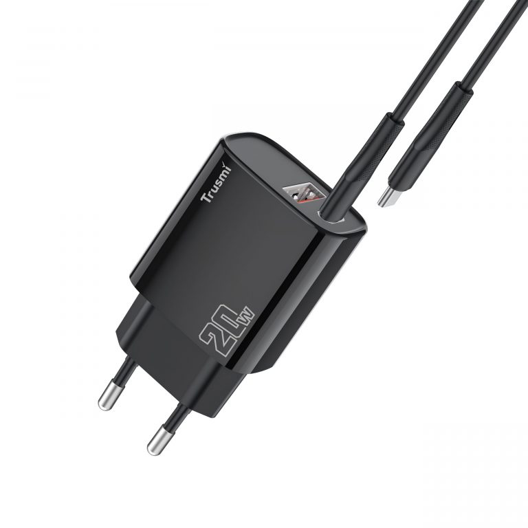 [QUÀ TẶNG KHÔNG BÁN] Củ sạc nhanh PD 20W kèm cáp Type C to Type C 20W Trusmi CH11 | 1 cổng Type C và 1 USB-A