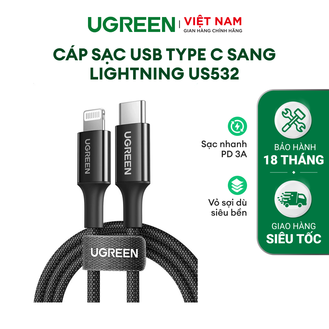 UGREEN USB-C to Lightning Cable 1m (Black)