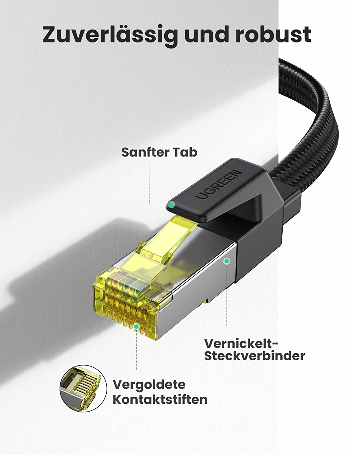 Cáp mạng Cat7 dây bện dạng dẹt tốc độ cao 10Gbps UGREEN NW189