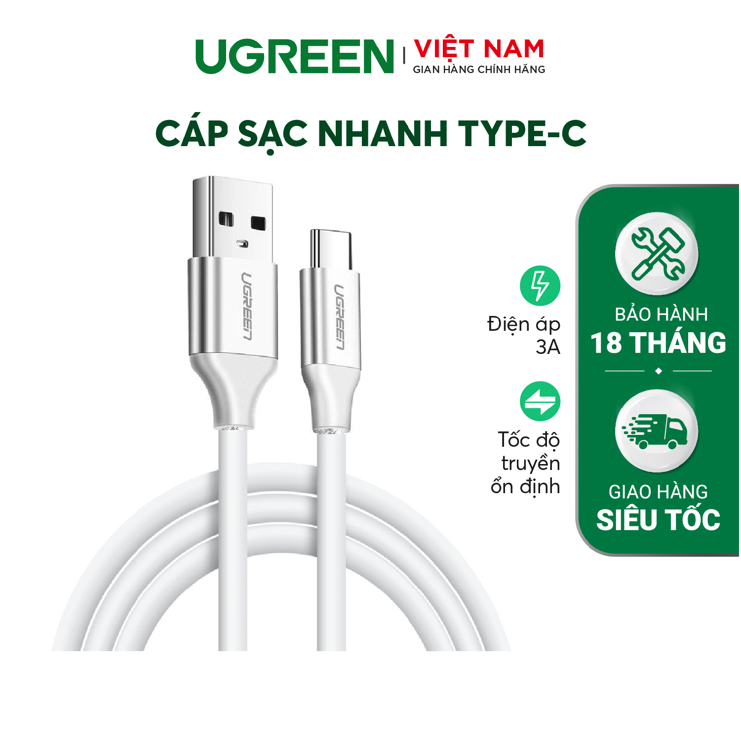 Cáp sạc nhanh USB 2.0 ra Type C US287