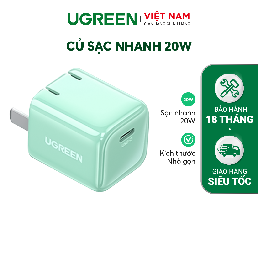 UGREEN USB-C Fast Charger 20W (Light Green)