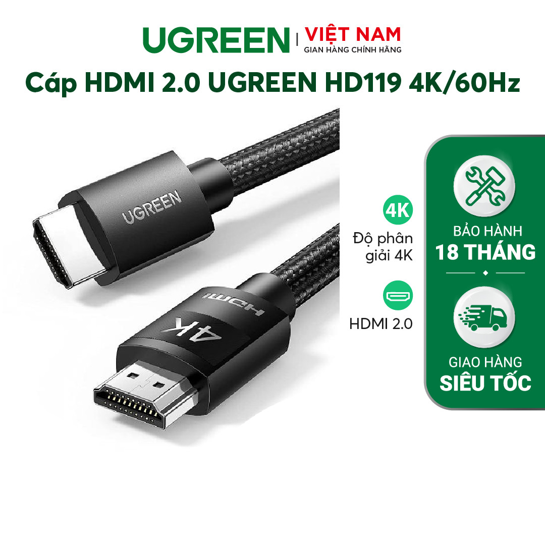 Cáp HDMI 2.0 hỗ trợ 4K dài 1-30m UGREEN HD119 - 40108 30m