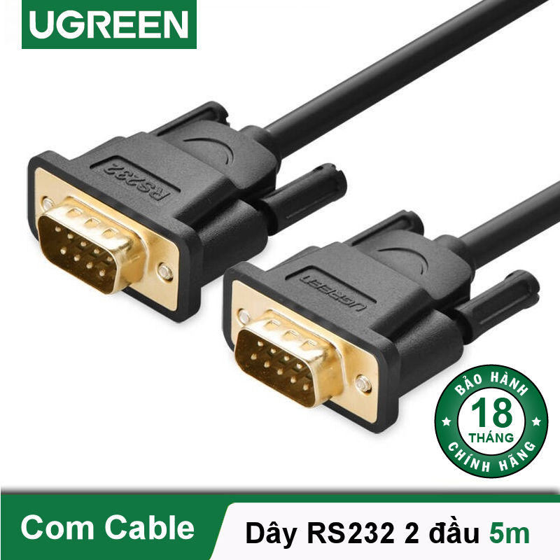 Dây cáp COM RS-232 đực sang đực dài 2-5M UGREEN DB101 - 5m-đen-20156