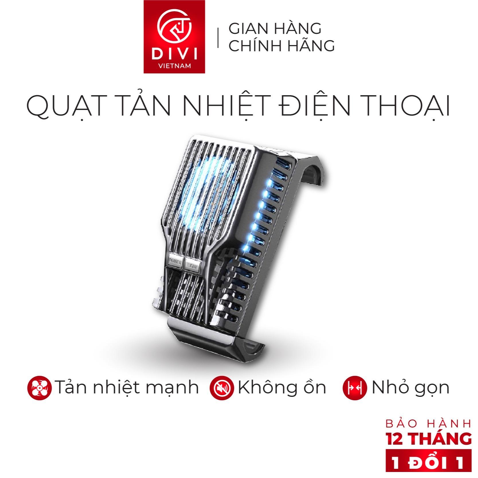 Quạt tản nhiệt điện thoại DIVI E725 LED Tản nhiệt nhanh - Hàng phân phối chính hãng - Bảo hành 12 tháng