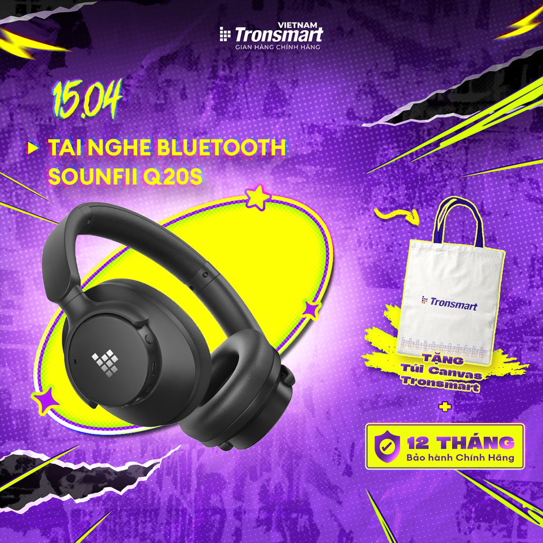 [NEW ITEM] Tai Nghe Bluetooth Tronsmart SOUNFII Q20S Chống Ồn Củ Động Lai (Hybrid ANC)| Driver 40mm | 50 Giờ | BH 12 TH