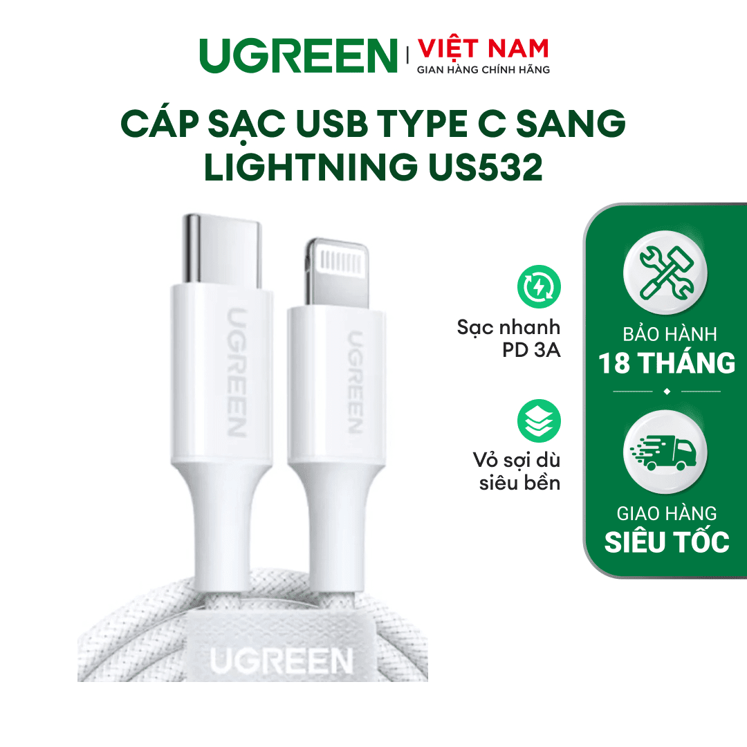 UGREEN USB-C to Lightning Cable 1m (Black)