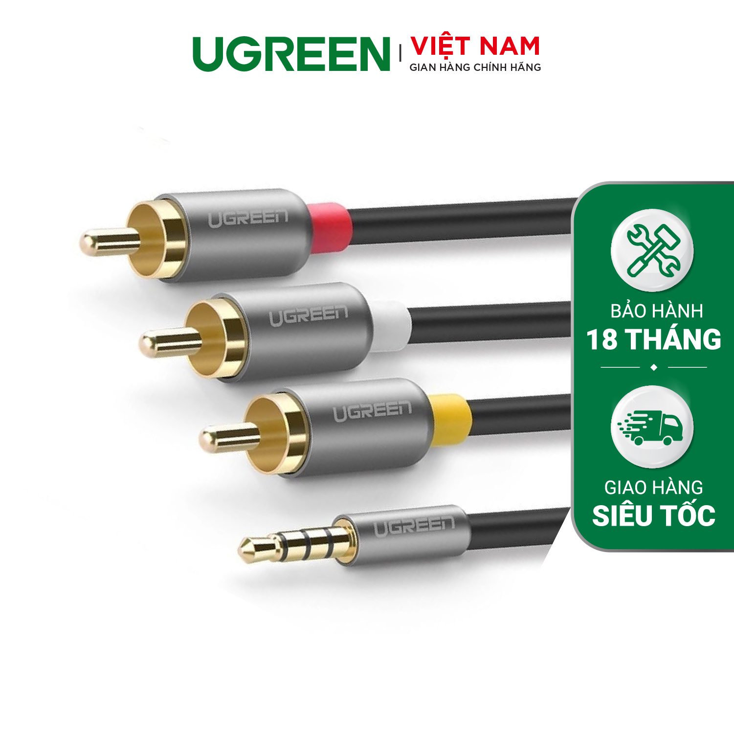 Dây chuyển đổi 3.5mm sang AV màu đen UGREEN AV138