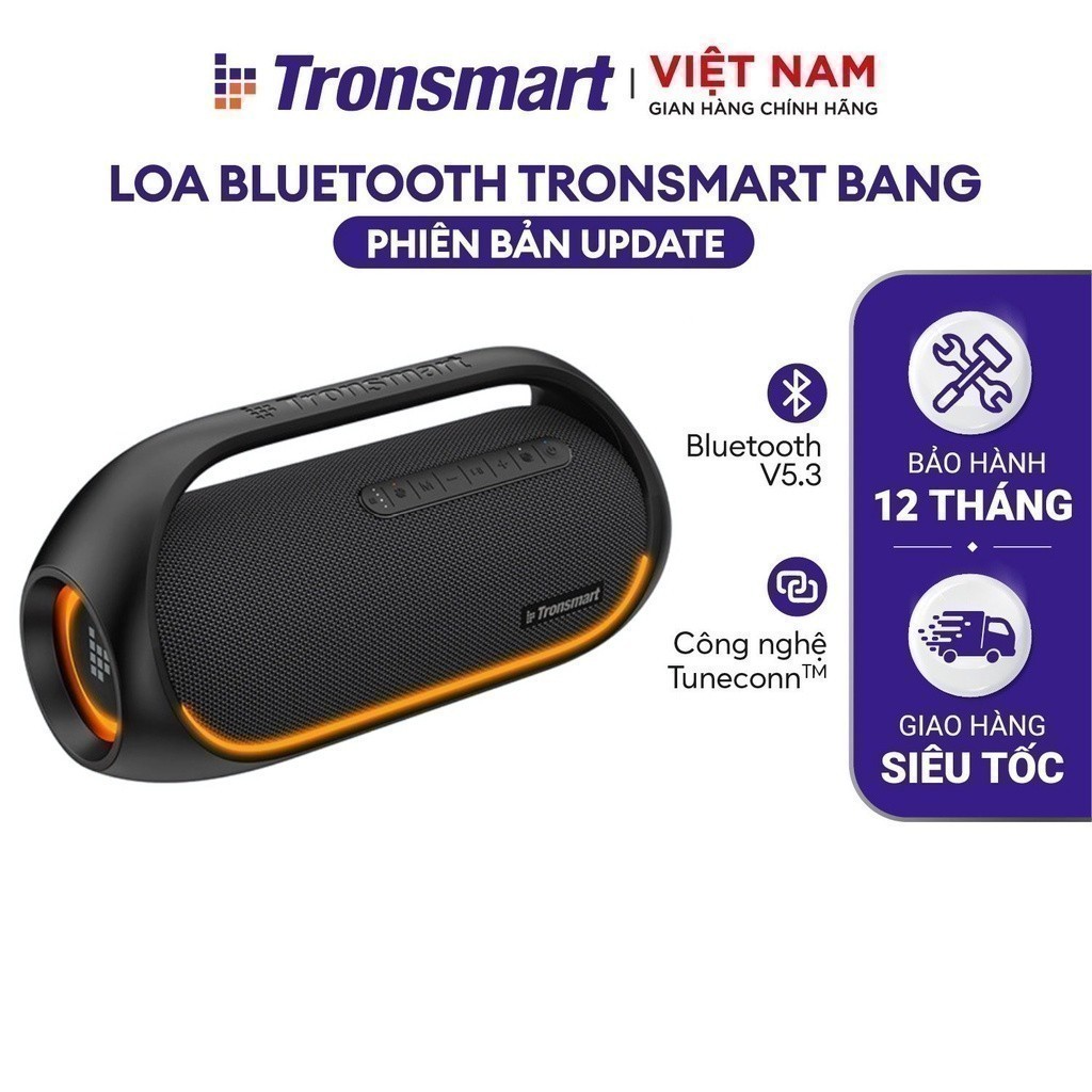 Loa bluetooth TRONSMART BANG | Công suất 60W, Đèn led RGB theo nhịp | Công nghệ TuneConn, SoundPulse | 8 hiệu ứng EQ | Bảo hành 12 tháng