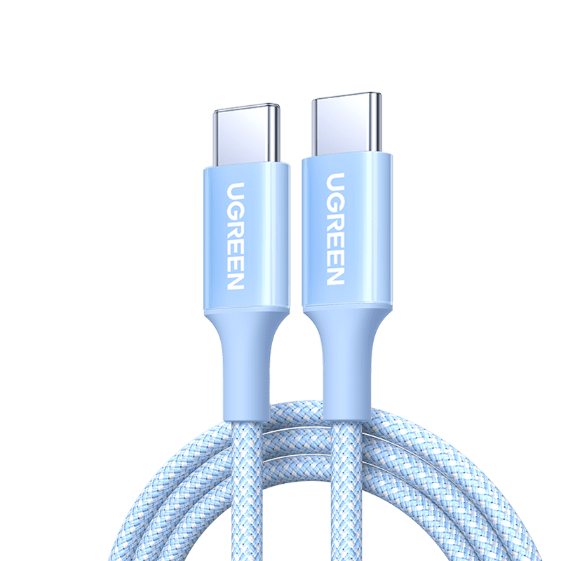 Cáp dữ liệu USB-C (35218) truyền dữ liệu giữa máy tính và điện thoại dài 1m màu trắng 5 lõi đ/k lõi 0,4-0,7mm, bọc nhựa PVC vải bện có đầu nối sẵn