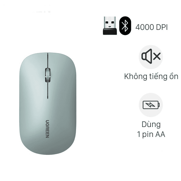 Chuột không dây UGREEN - Nút click im lặng - Chế độ tự động ngủ tiết kiệm pin, Tuổi thọ pin lên đến 18 tháng - Đen