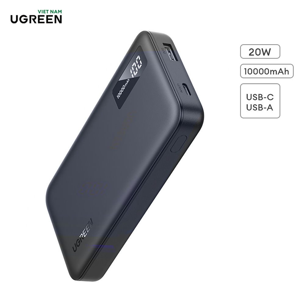 Sạc dự phòng 10000mAh UGREEN 80749 - 2 cổng sạc nhanh Type-C PD và Quick Charge 3.0 18W - Sạc nhanh cho điện thoại iPhone 12 / iPhone 11 / Samsung / Huawei / Oppo / Xiaomi /Redmi