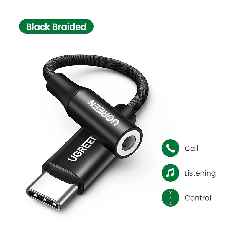 Cáp chuyển đổi Type C sang 3.5mm UGREEN 80154 - Chip DAC cho khả năng tương thích rộng - Truyền tải âm thanh Hifi chất lượng cao - đỏ bện-70859-USB-C sang 3.5mm