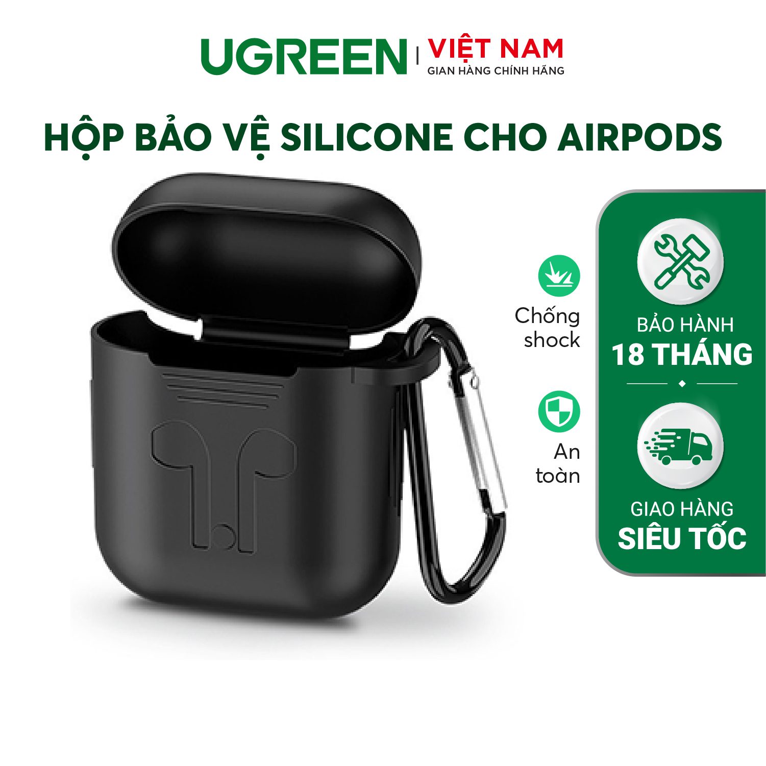 Hộp bảo vệ Airpods UGREEN 50867 - Chất liệu Silicone - 80479-đen