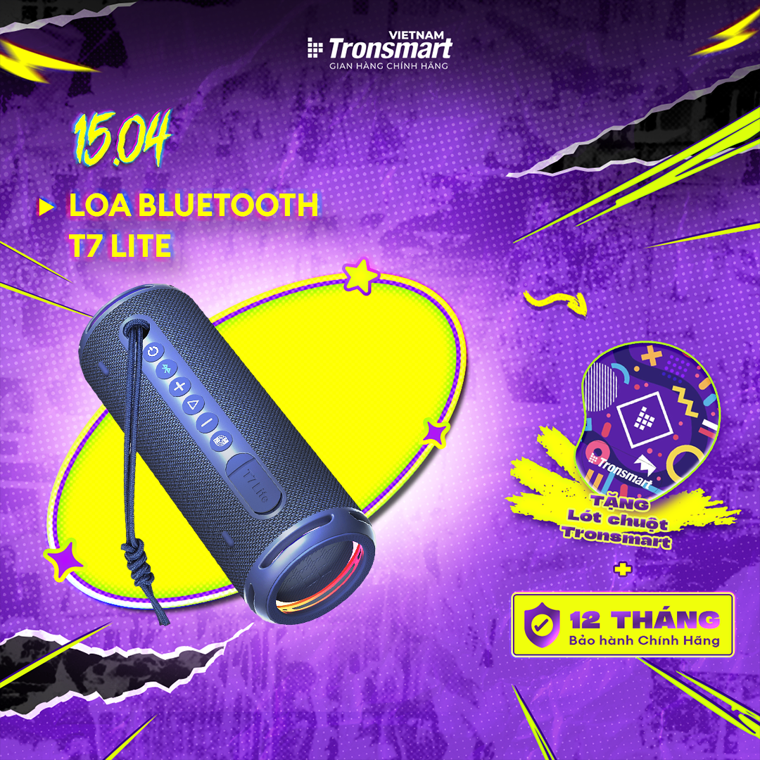 [HOT ITEM] Loa Bluetooth Tronsmart T7 Lite âm thanh siêu trầm | Công suất 24W | Chống nước IPX7 | Thời gian chơi nhạc lên đến 24h | Bảo hành 12 tháng.