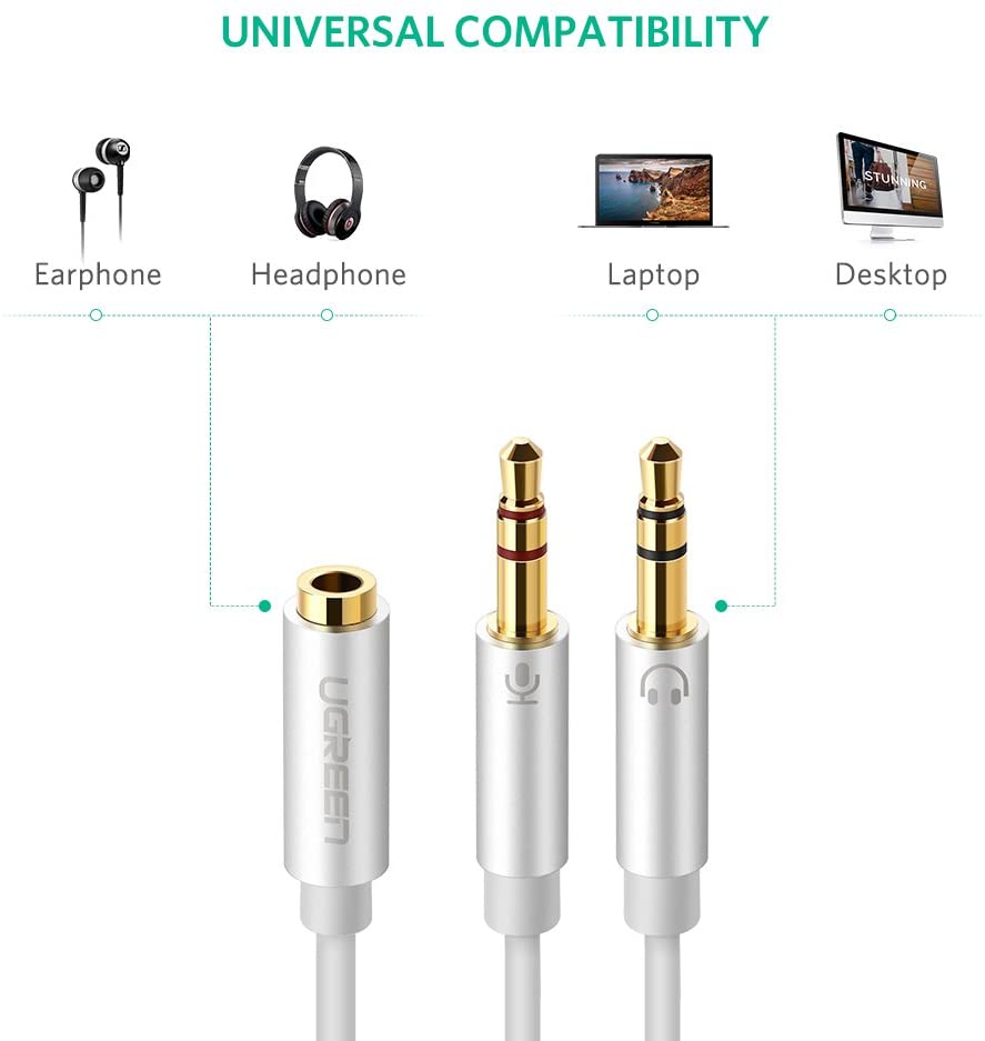Cáp chuyển 3.5mm cái ra 2 đầu 3.5mm đực 20CM AV140
