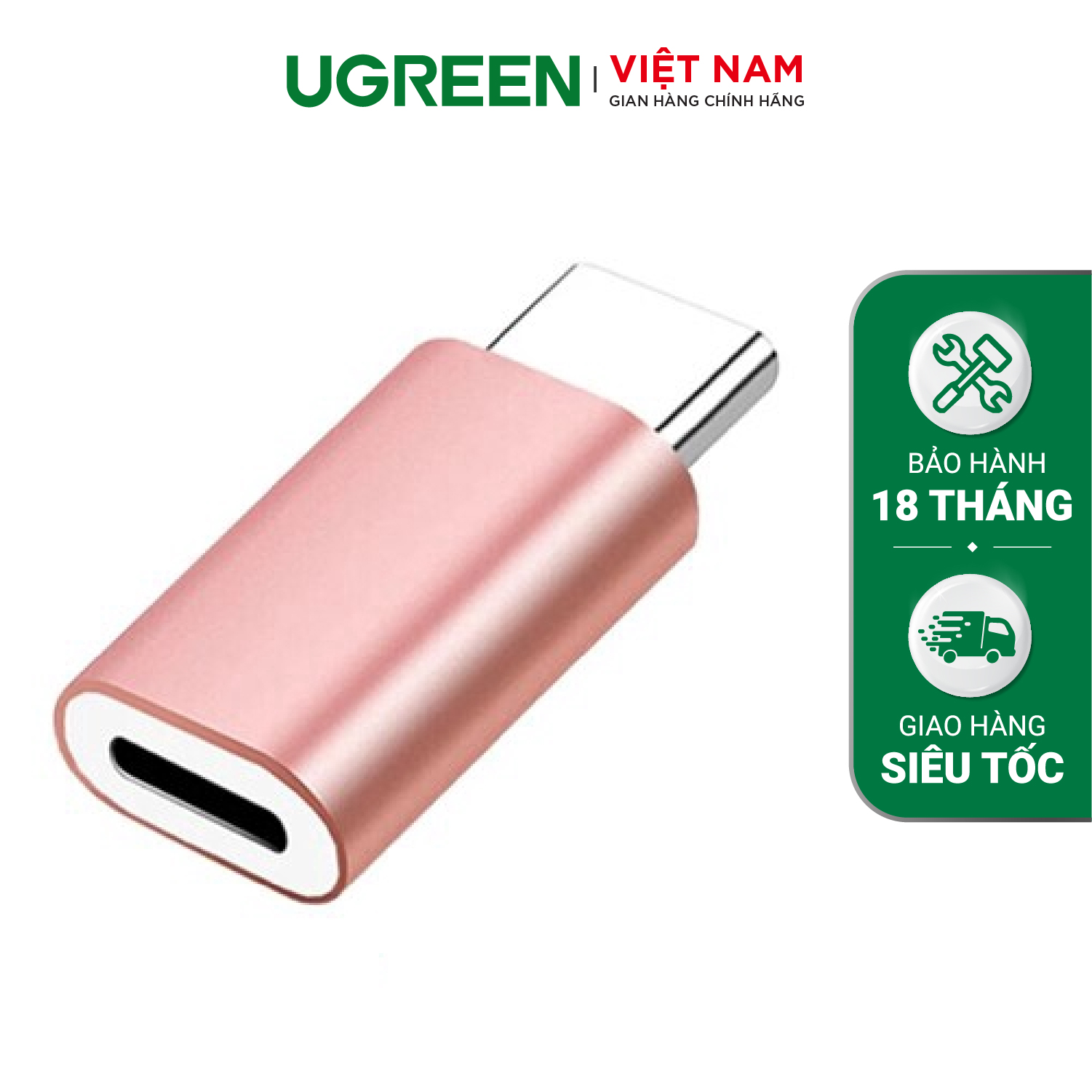Đầu chuyển Micro USB cái sang USB-Type C đực vỏ nhôm UGREEN US189