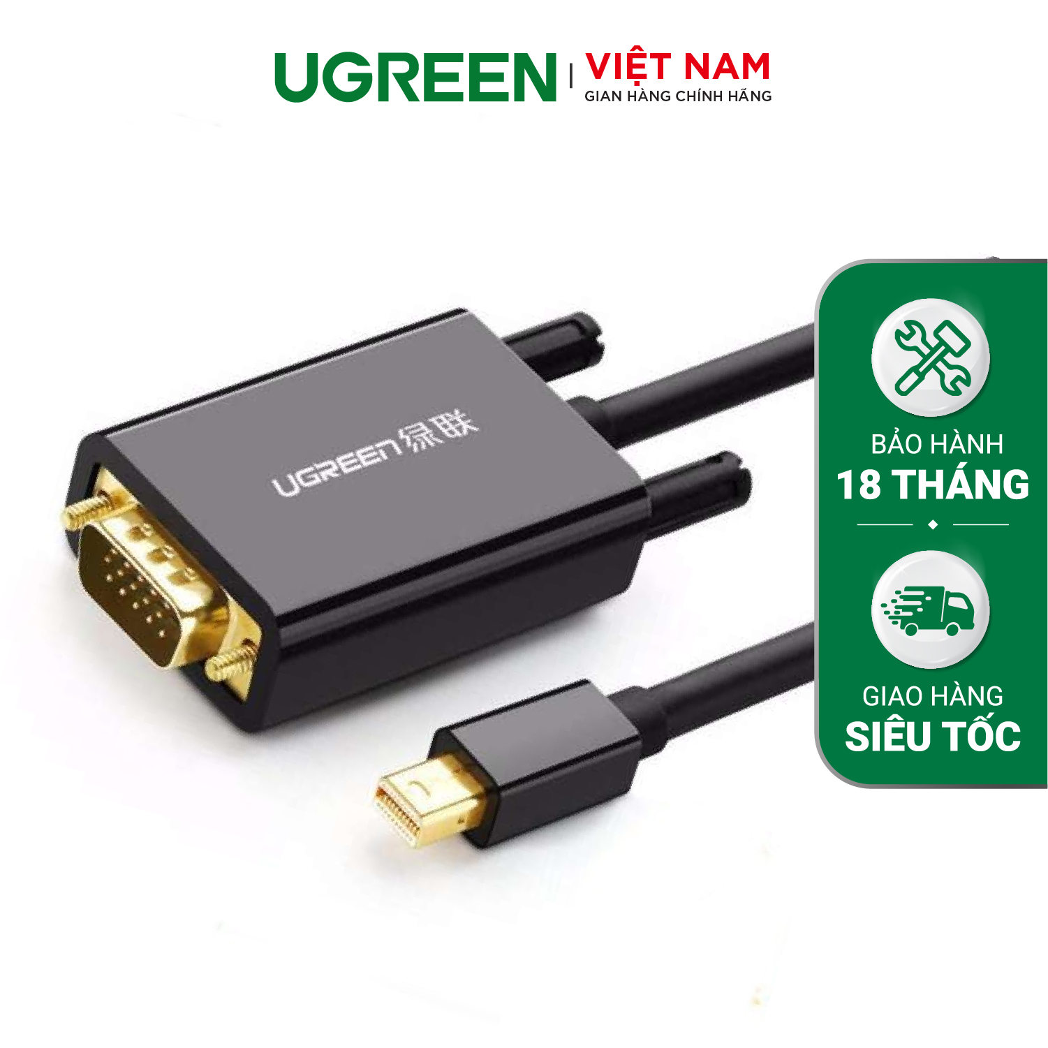 Cáp chuyển đổi Mini Displayport sang VGA dài 15m UGREEN MD103