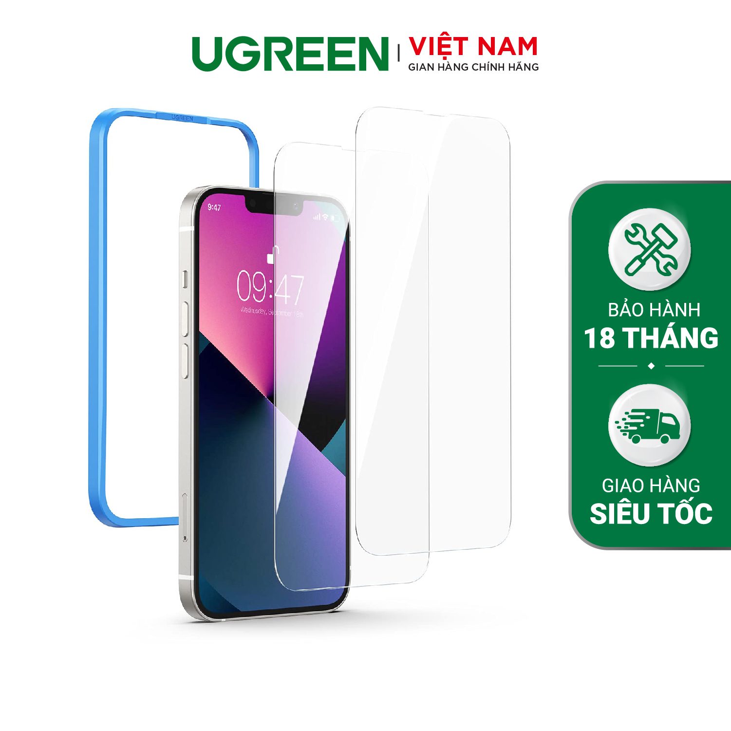 Kính cường lực UGREEN SP207 - Dành cho iPhone Pro Max, kích thước 6.7inch - Độ cứng 9H chống xước, bám vân tay - Đi kèm bộ phụ kiện tự lắp đặt - 80993-2pcs