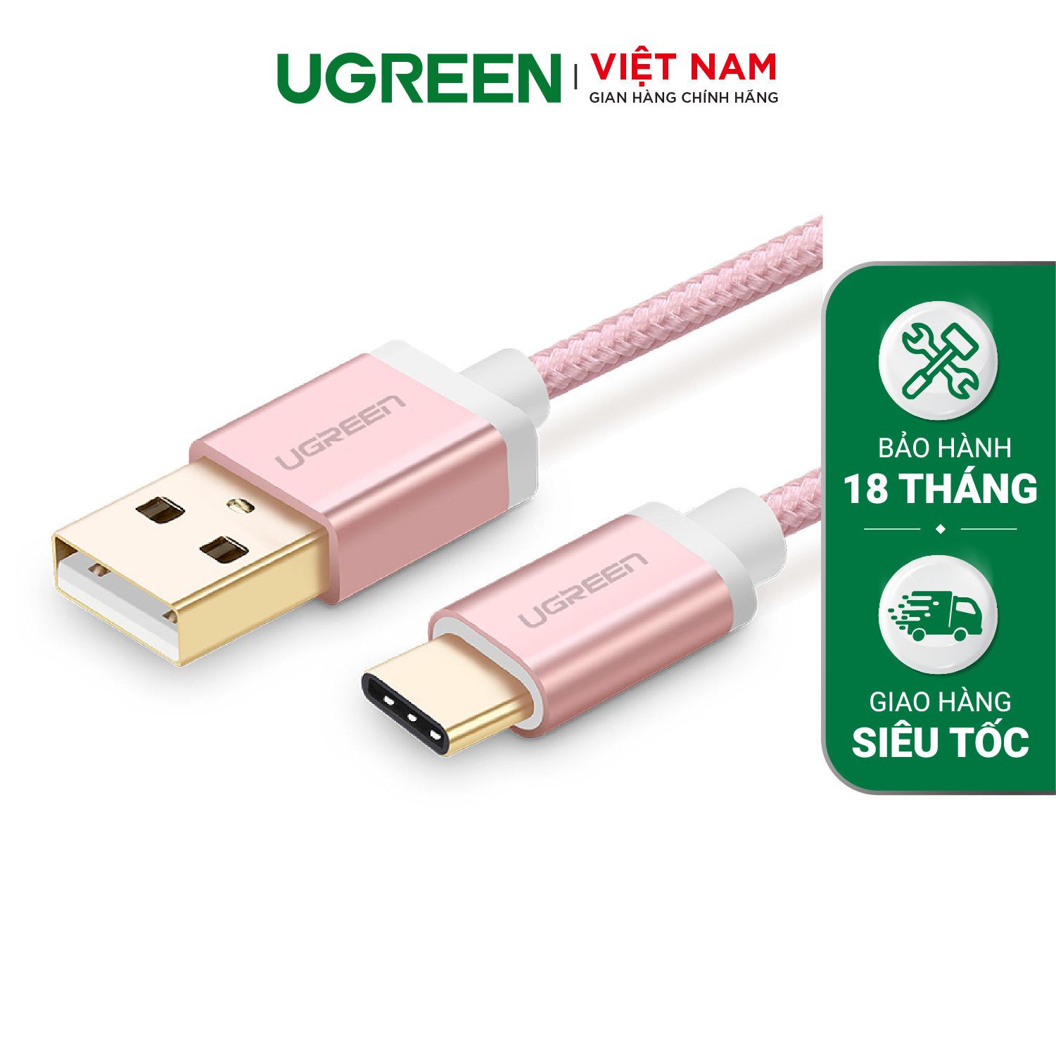 Dây USB 2 sang Type-C đầu nhôm dây bọc vinyl US174