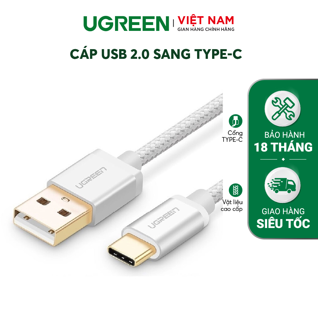 Dây USB 2 sang Type-C đầu nhôm dây bọc vinyl US174