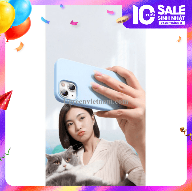 Ốp lưng iPhone UGREEN LP543 -Chất liệu silicon mềm dẻo - Chống trầy xước, bám vân tay - 90255-iP13-green
