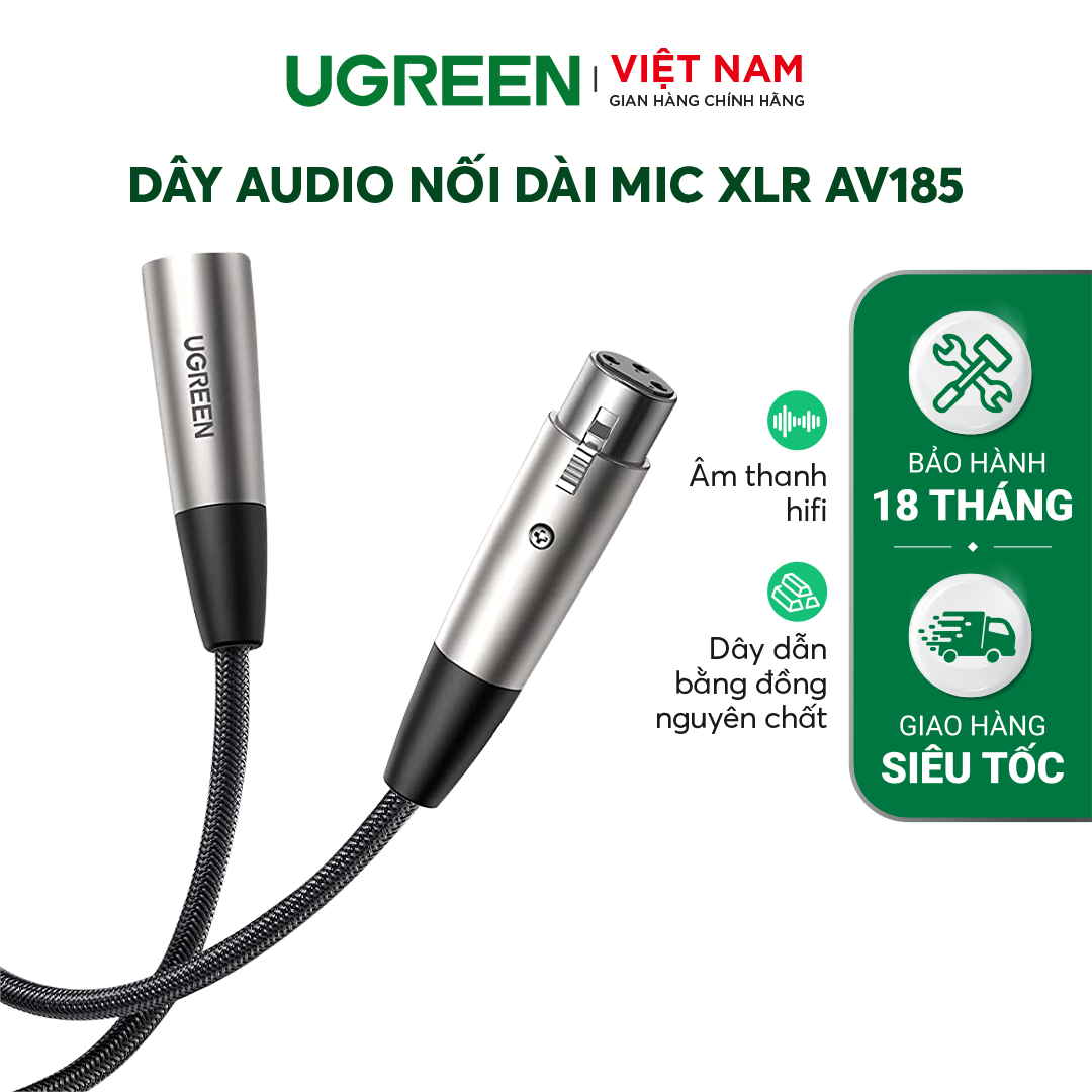 Dây Audio nối dài MIC XLR dây dù bện UGREEN AV185 - 40492 5m
