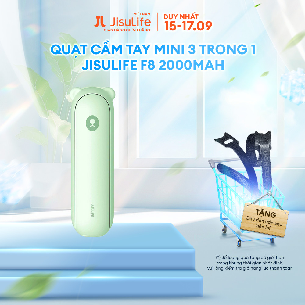 Quạt cầm tay mini 0.8W + Sạc dự phòng + Đèn pin F8