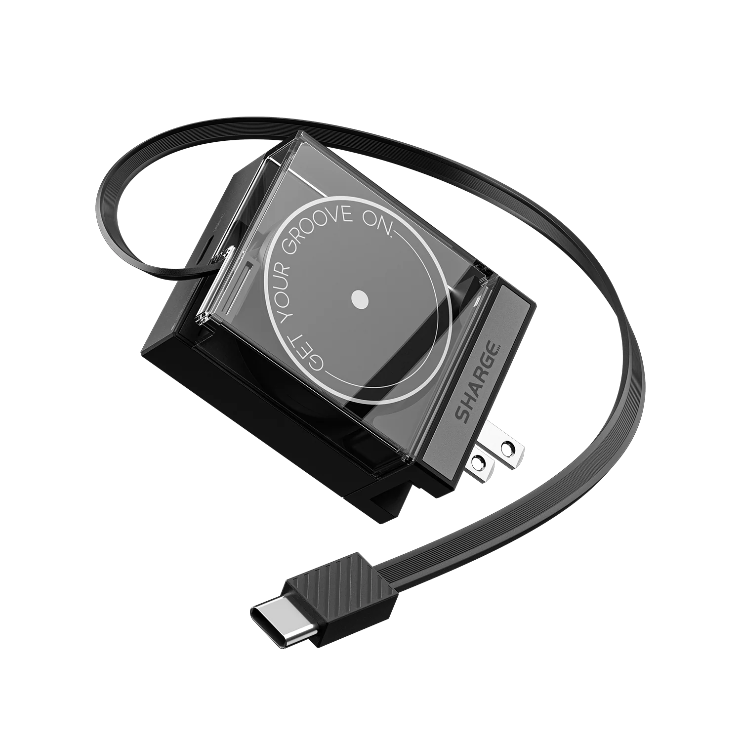 Sạc 2 cổng USB-C Sharge 65W model: S4U công nghệ GaN hỗ trợ PD3.0/AFC/PPS/QC3.0+ có dây rút USB-C 70cm