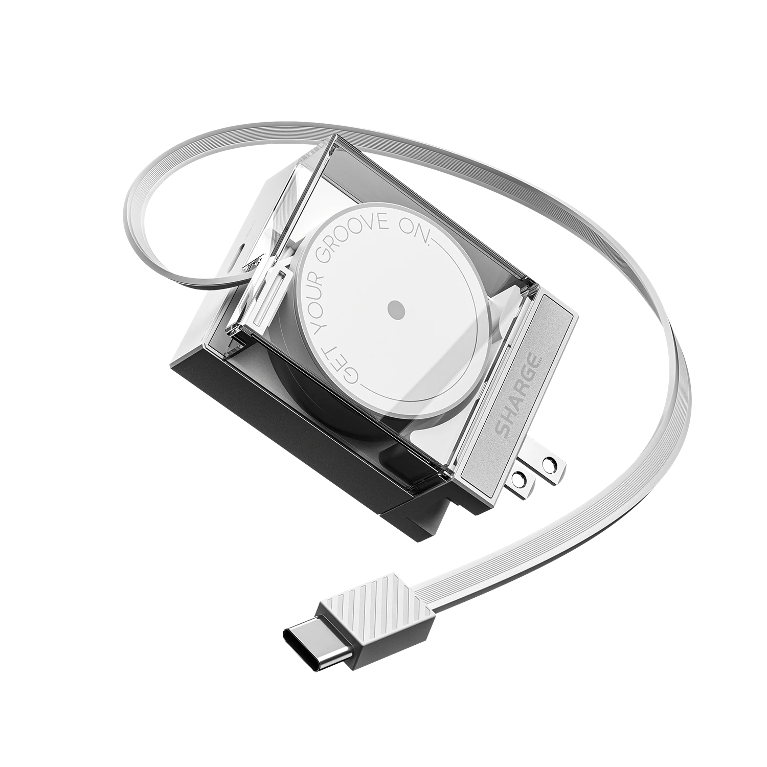 Sạc 2 cổng USB-C Sharge 65W model: S4U công nghệ GaN hỗ trợ PD3.0/AFC/PPS/QC3.0+ có dây rút USB-C 70cm