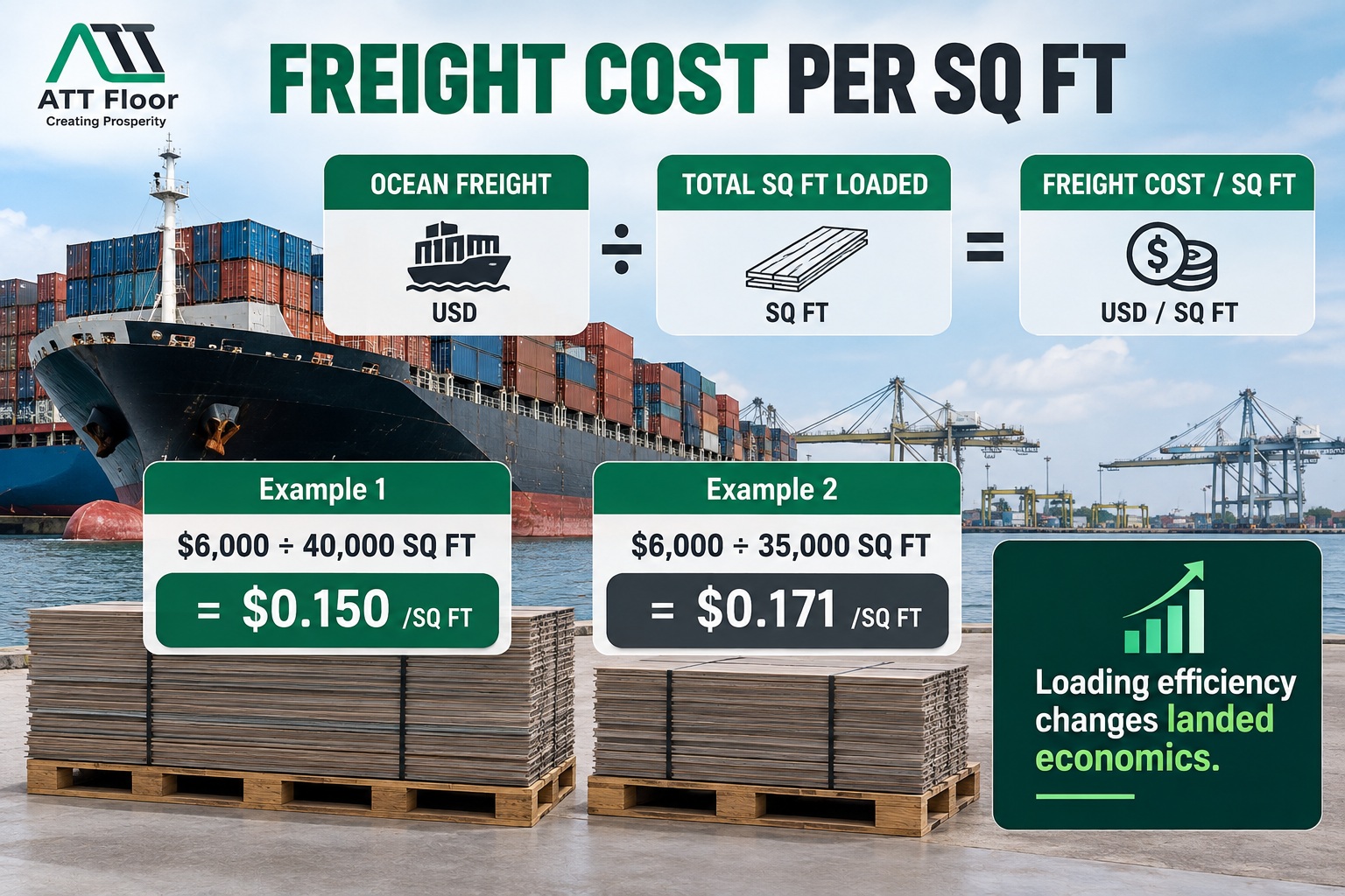 SPC flooring freight cost per square foot