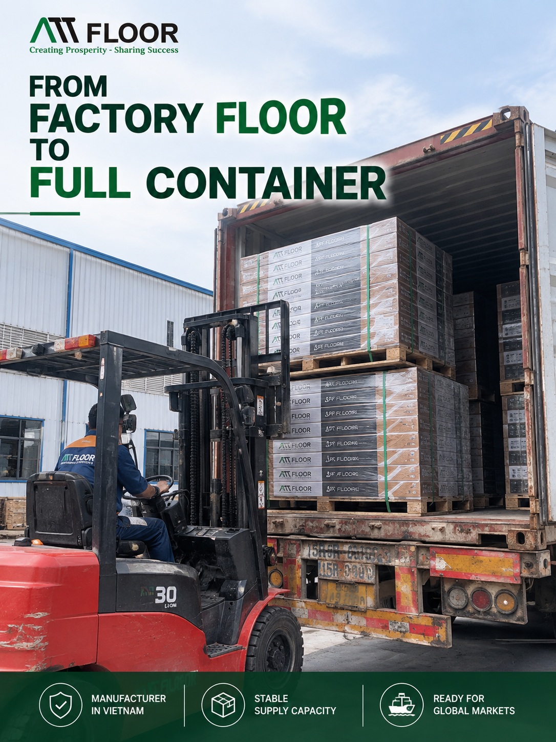 ATT Floor SPC flooring container loading Vietnam