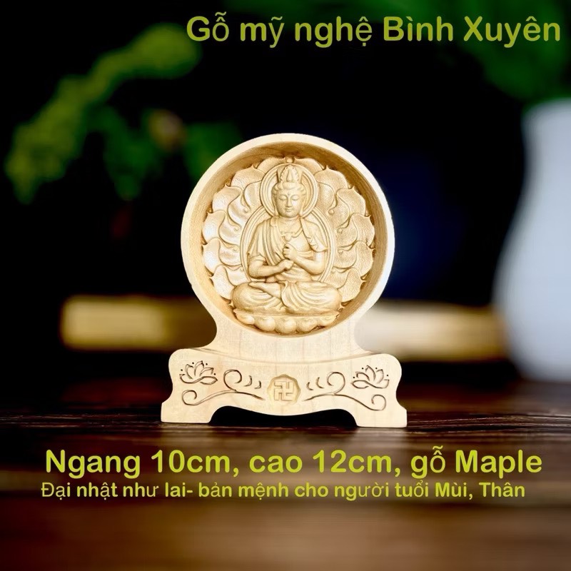 Tượng Như Lai Đại Nhật - Bản mệnh cho người tuổi Mùi, Thân, chạm 2 mặt giống nhau để ô tô