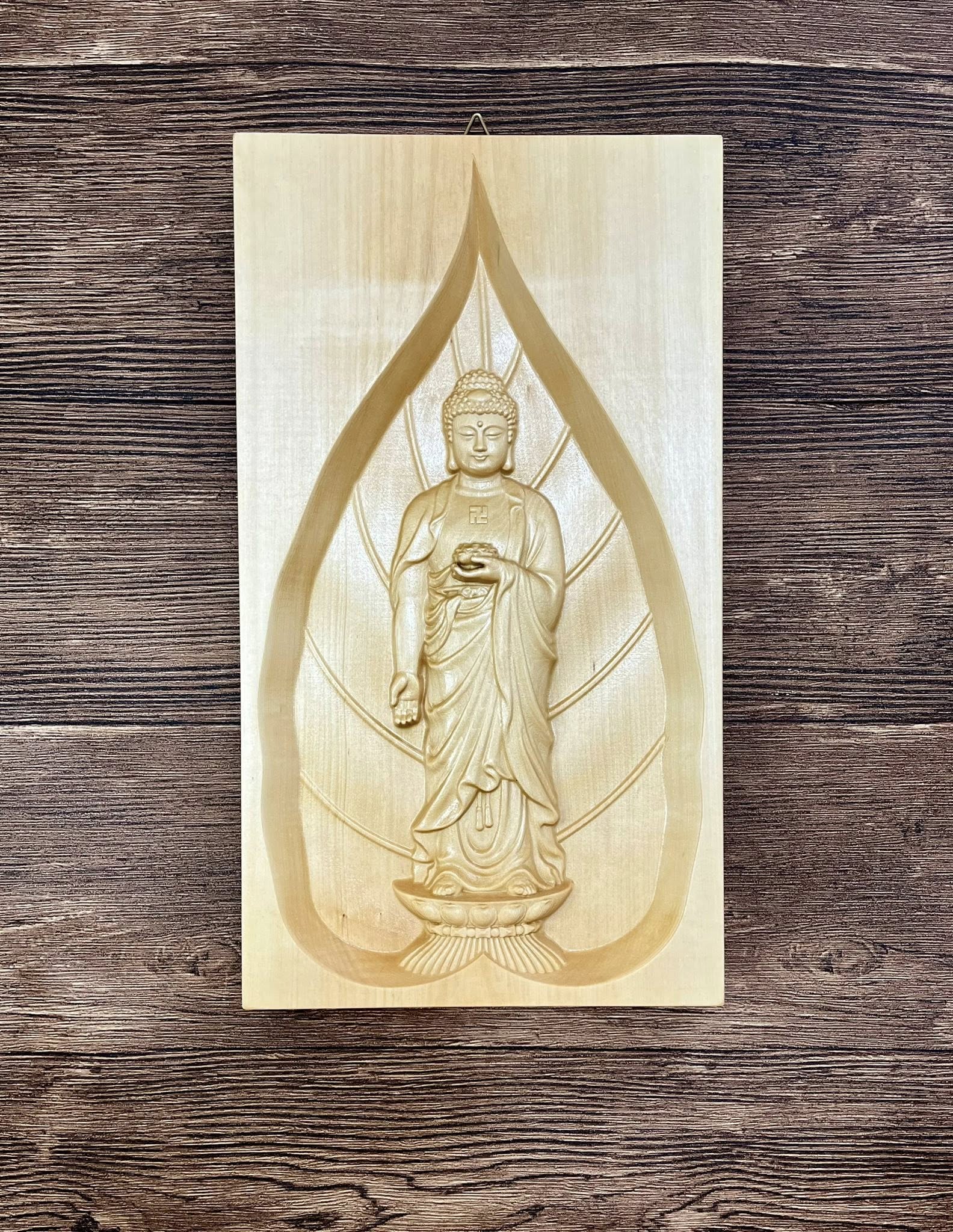 Tranh Phật A Di Đà 25 x 45cm, gỗ bồ đề
