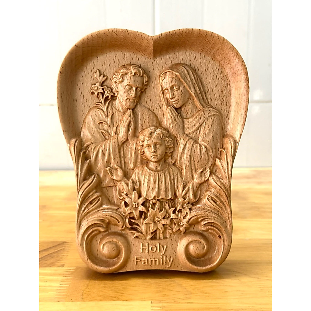 PHÙ ĐIÊU HÌNH TIM THÁNH GIA THẤT (The Holy Family) , GỖ BEECH