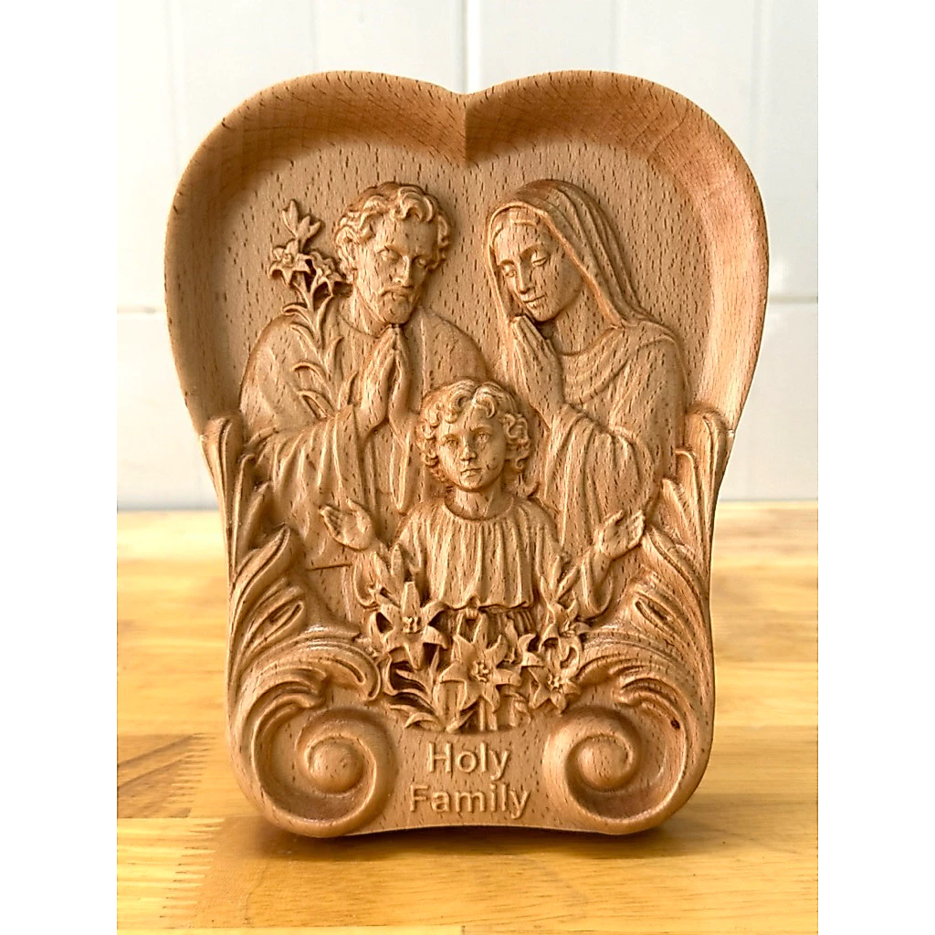PHÙ ĐIÊU HÌNH TIM THÁNH GIA THẤT (The Holy Family) , GỖ BEECH