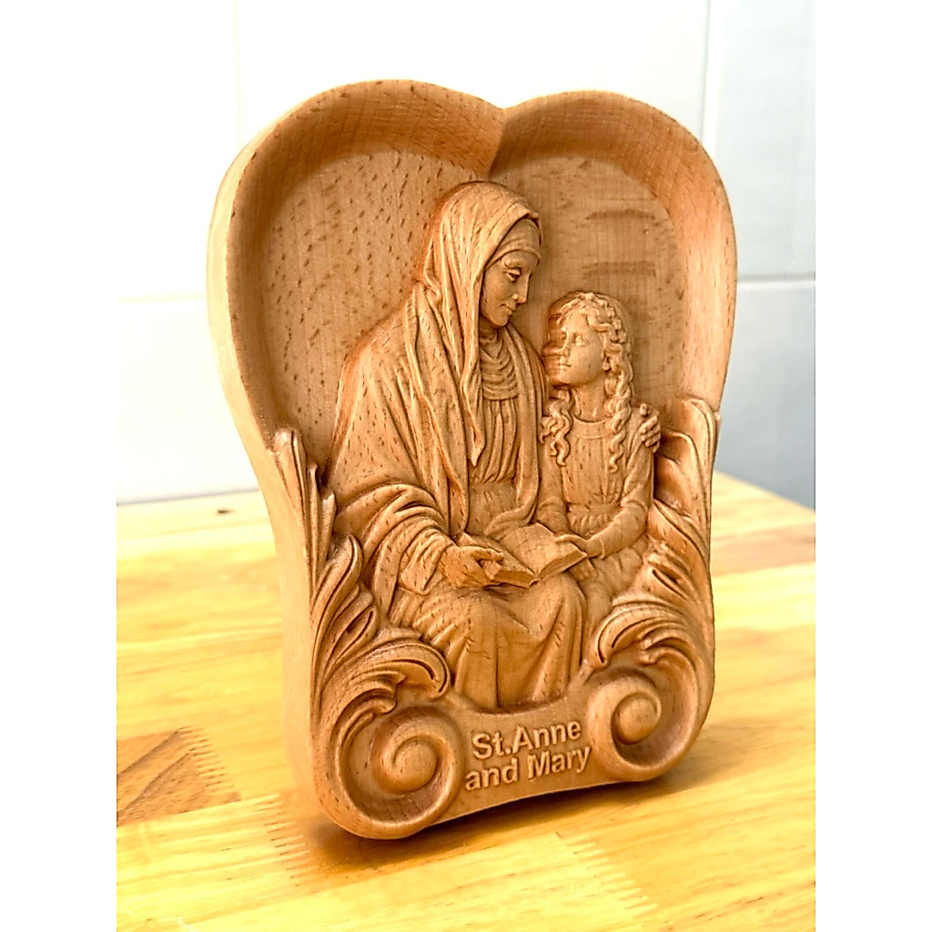 PHÙ ĐIÊU HÌNH TIM THÁNH ANNA VÀ ĐỨC MẸ MARIA (Saint Anne & Mary mother of Jesus)