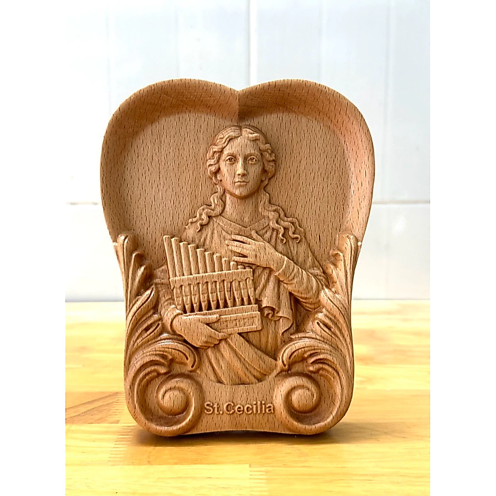 PHÙ ĐIÊU HÌNH TIM THÁNH CECILIA (Saint Cecilia), GỖ BEECH